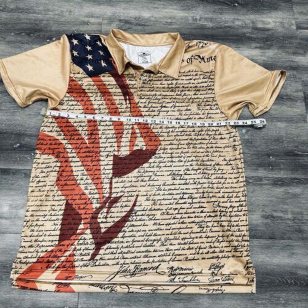 Declaration Of Independence All Over Print Polo Shirt Sz XL Medals Of‎ America - Picture 8 of 9